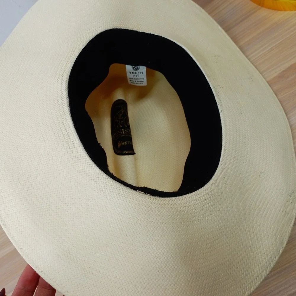 Resistol Cowboy Hat Boys Youth White Straw Western Rodeo Ranch USA Made OS 6 3/4